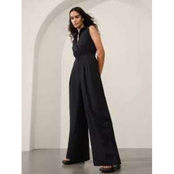 Athleta Pants - Athleta Brooklyn Sleeveless Wide Leg Utility Jumpsuit Black Zip Front  Size 8